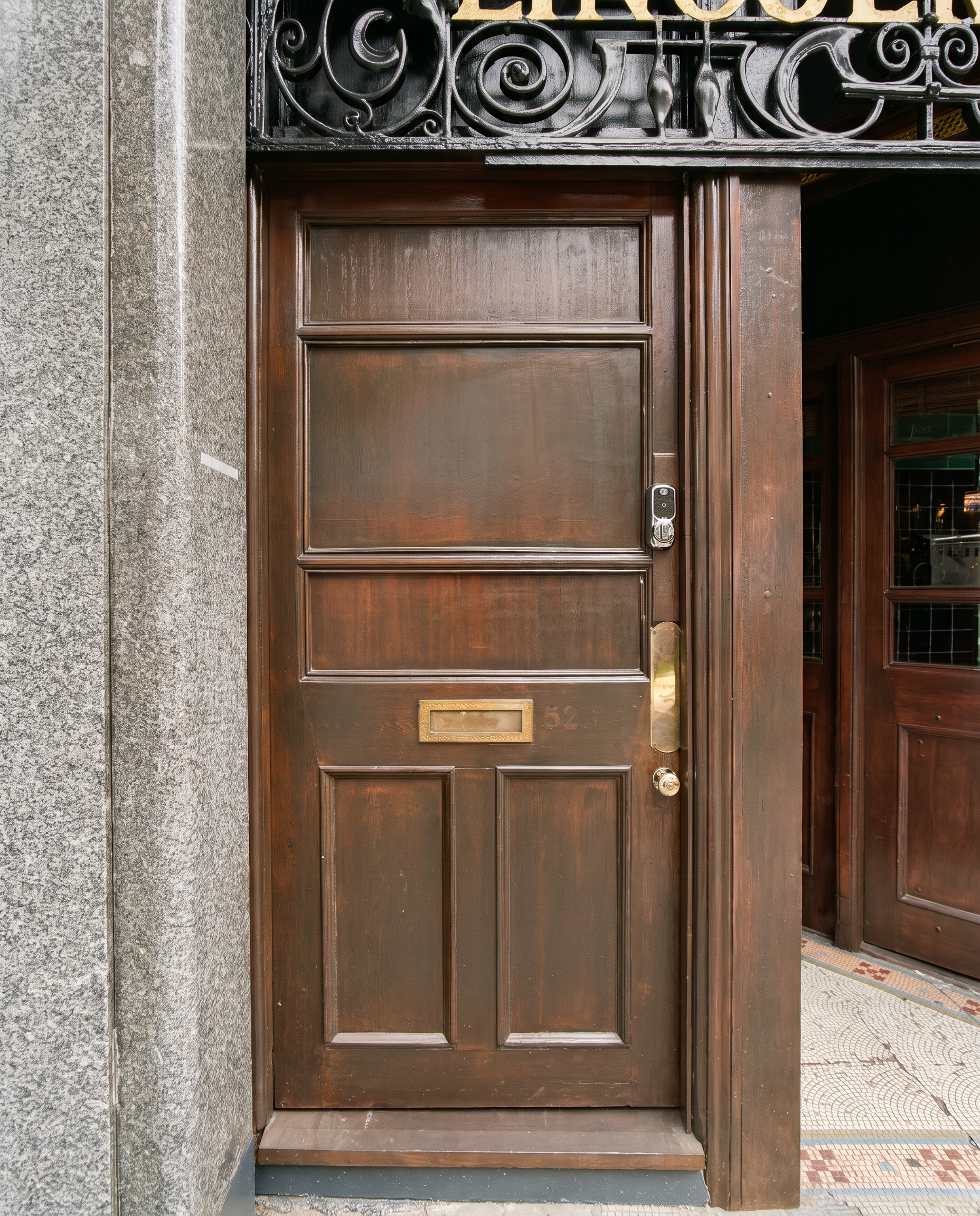The front door of 52 York Way, cleaned up